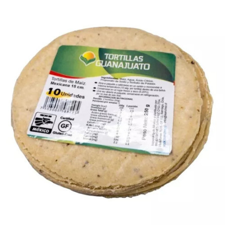 Majs tortillas, Glutenfria 15cm, 10st, 250gr. Tillverkade i Mexico.